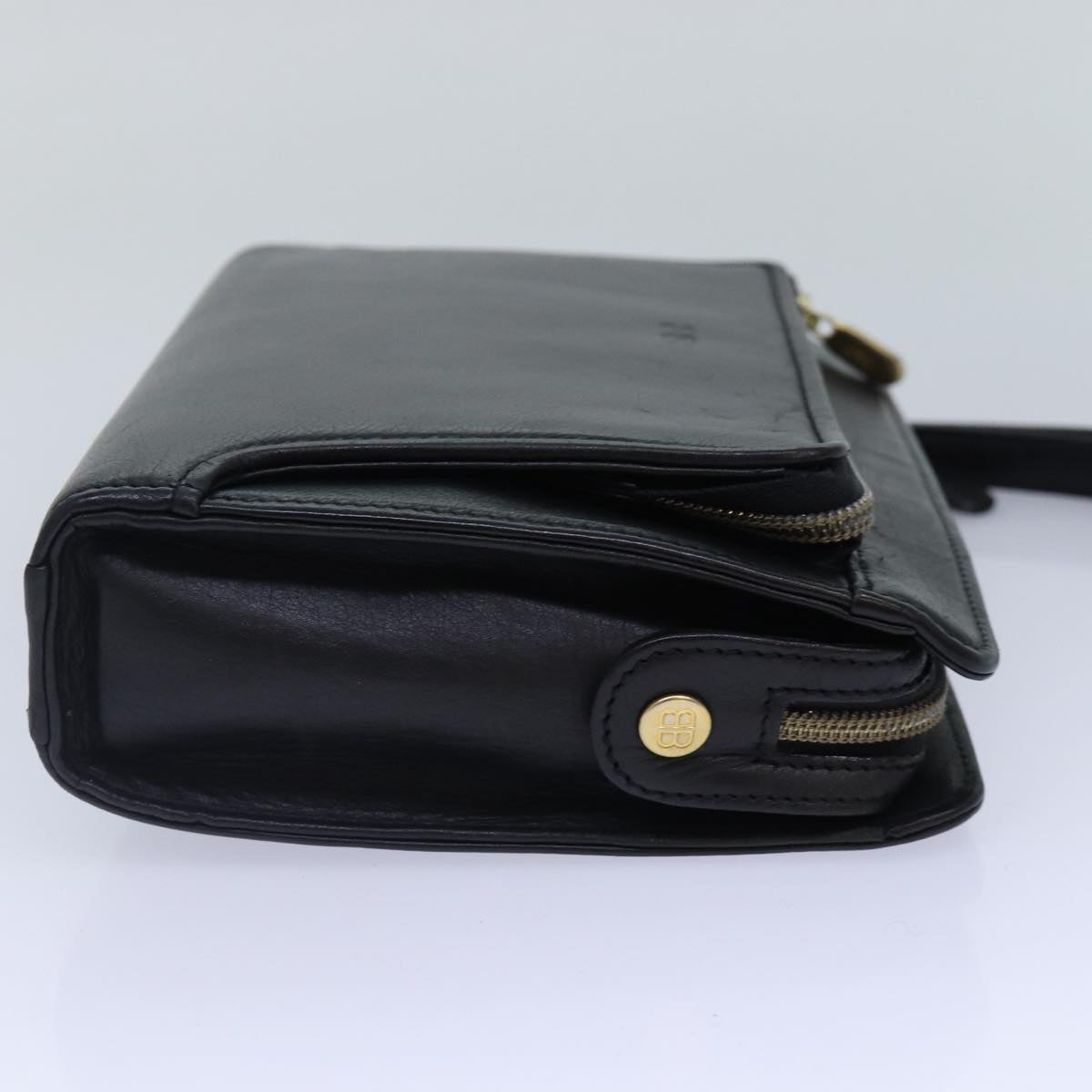balenciaga Clutch Bag Leather Black Gold Auth yk14401