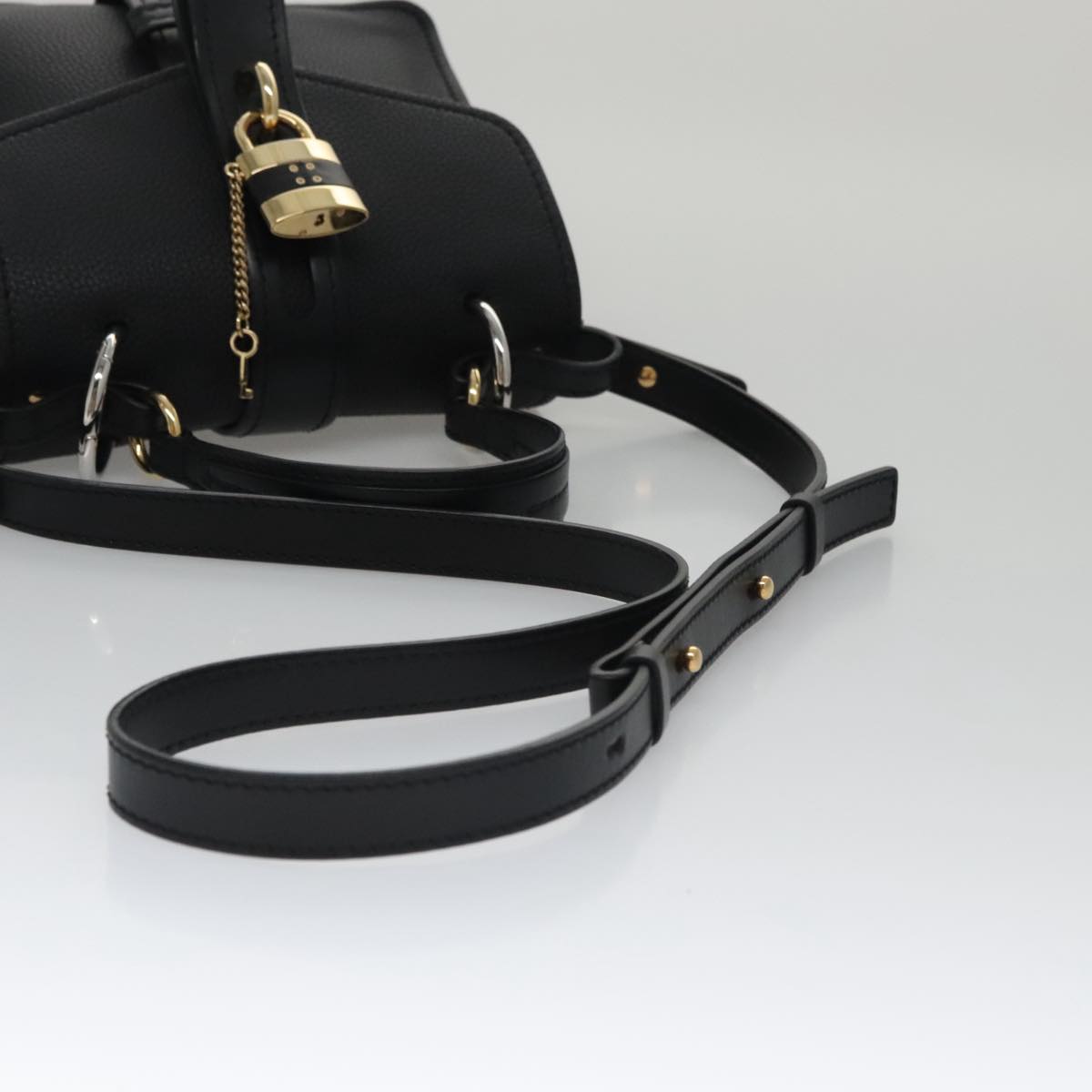 Chloe Small Day Abbey Hand Bag Leather 2way Black yk16365A