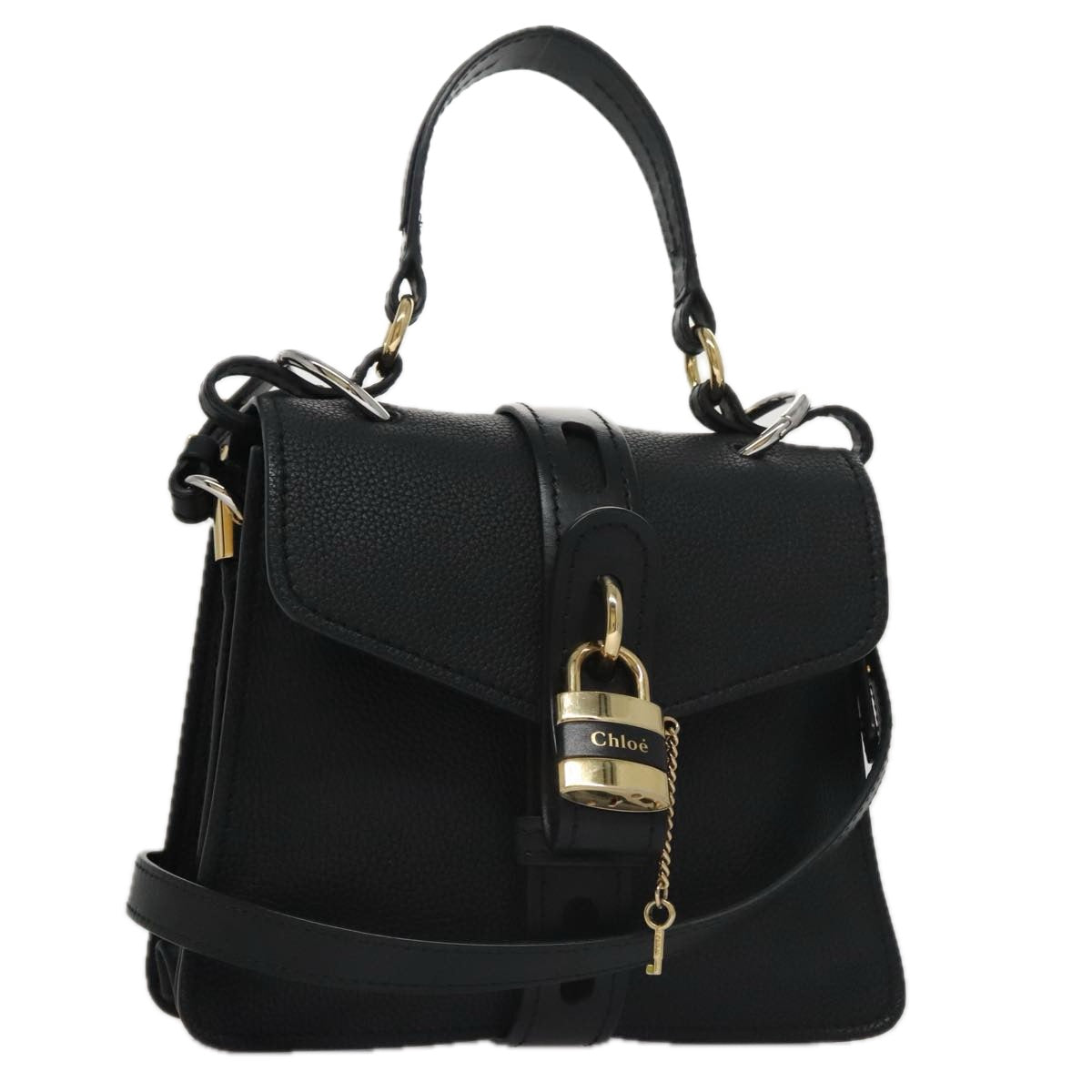 Chloe Small Day Abbey Hand Bag Leather 2way Black yk16365A