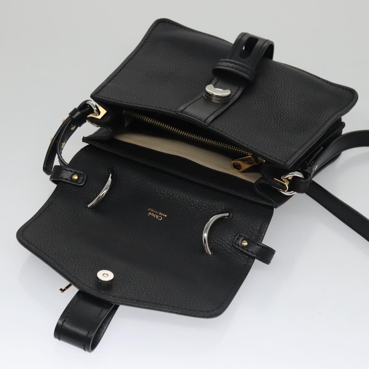 Chloe Small Day Abbey Hand Bag Leather 2way Black yk16365A
