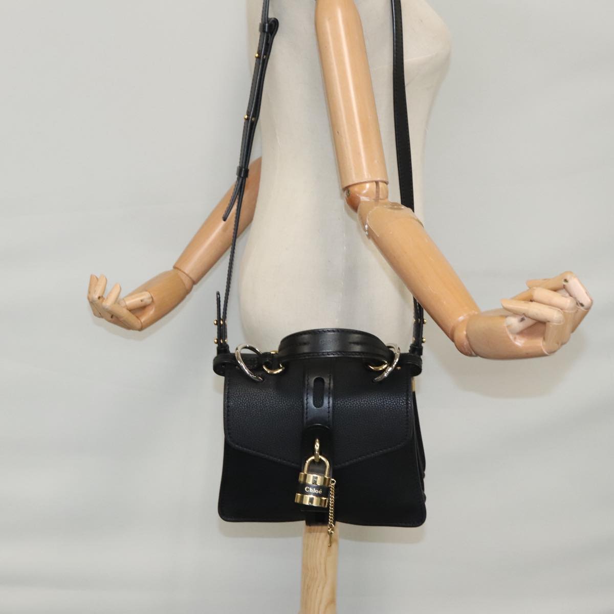 Chloe Small Day Abbey Hand Bag Leather 2way Black yk16365A