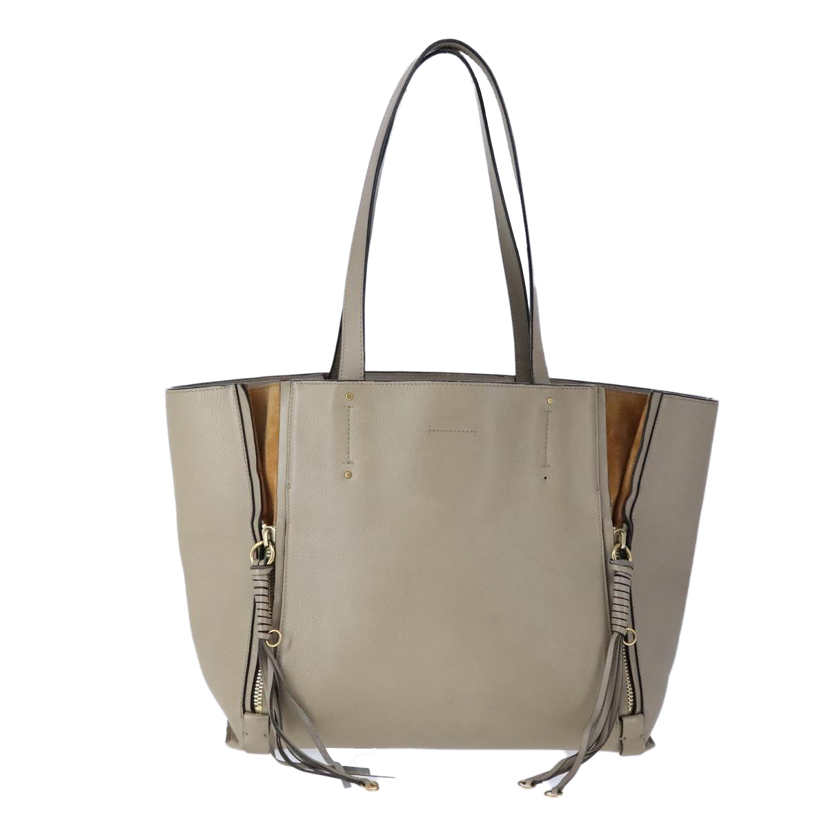 Chloe Milo Tote Bag Leather Beige Gold yk16532