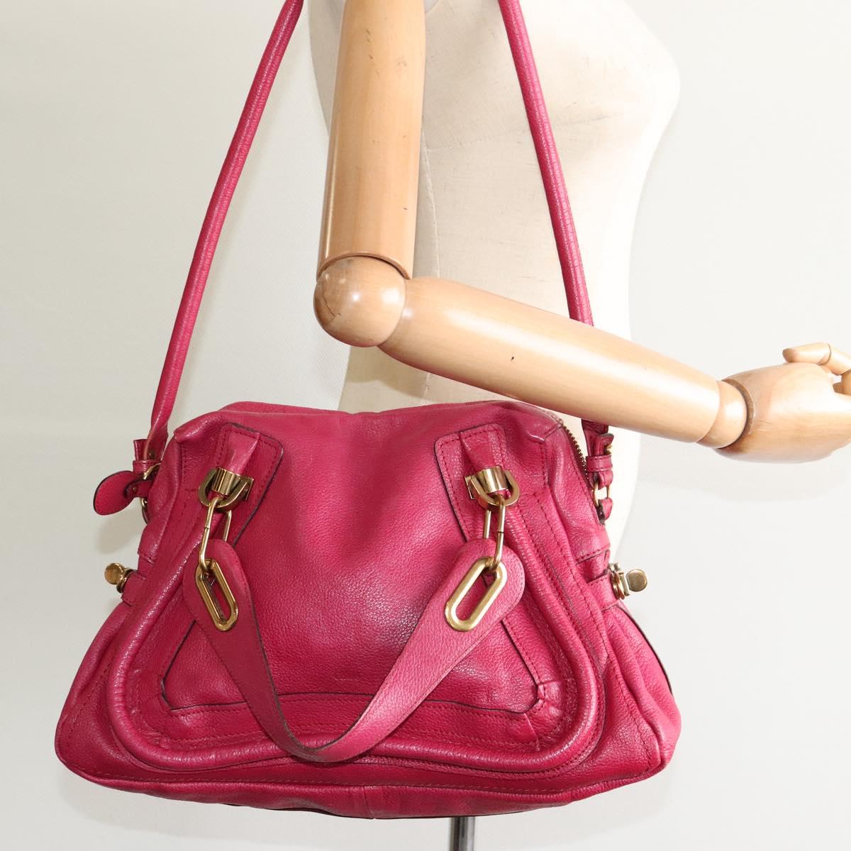 Chloe Paraty Hand Bag Leather 2way Pink Gold yk17155