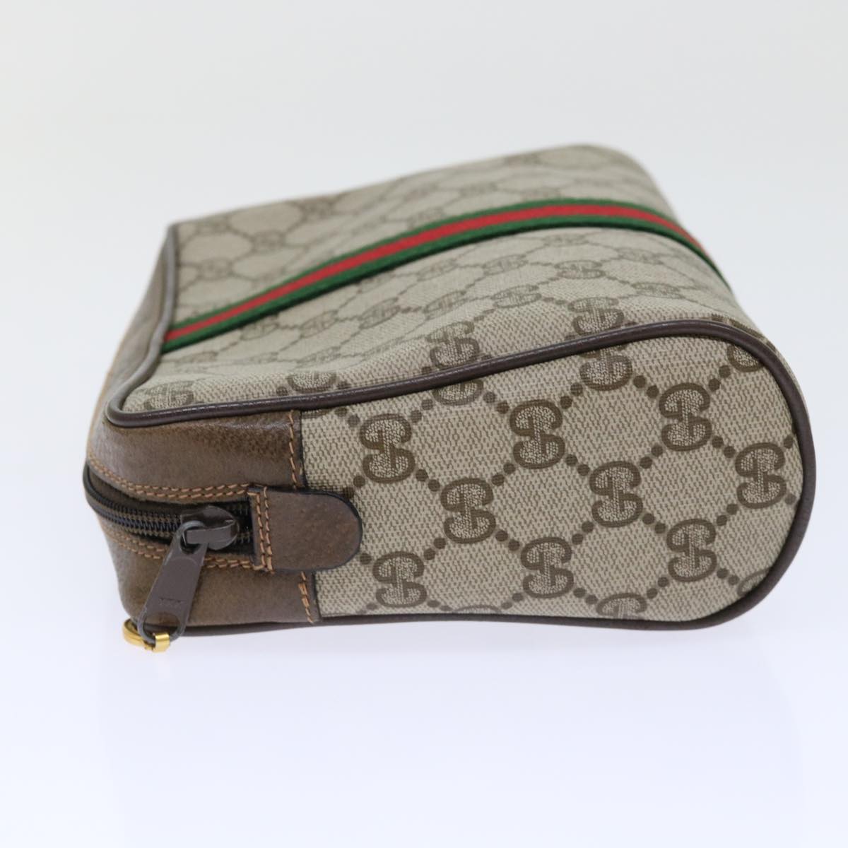 GUCCI Gg Canvas Web Sherry Line Clutch Bag Beige Red 63 01 012 Auth Yk8363b
