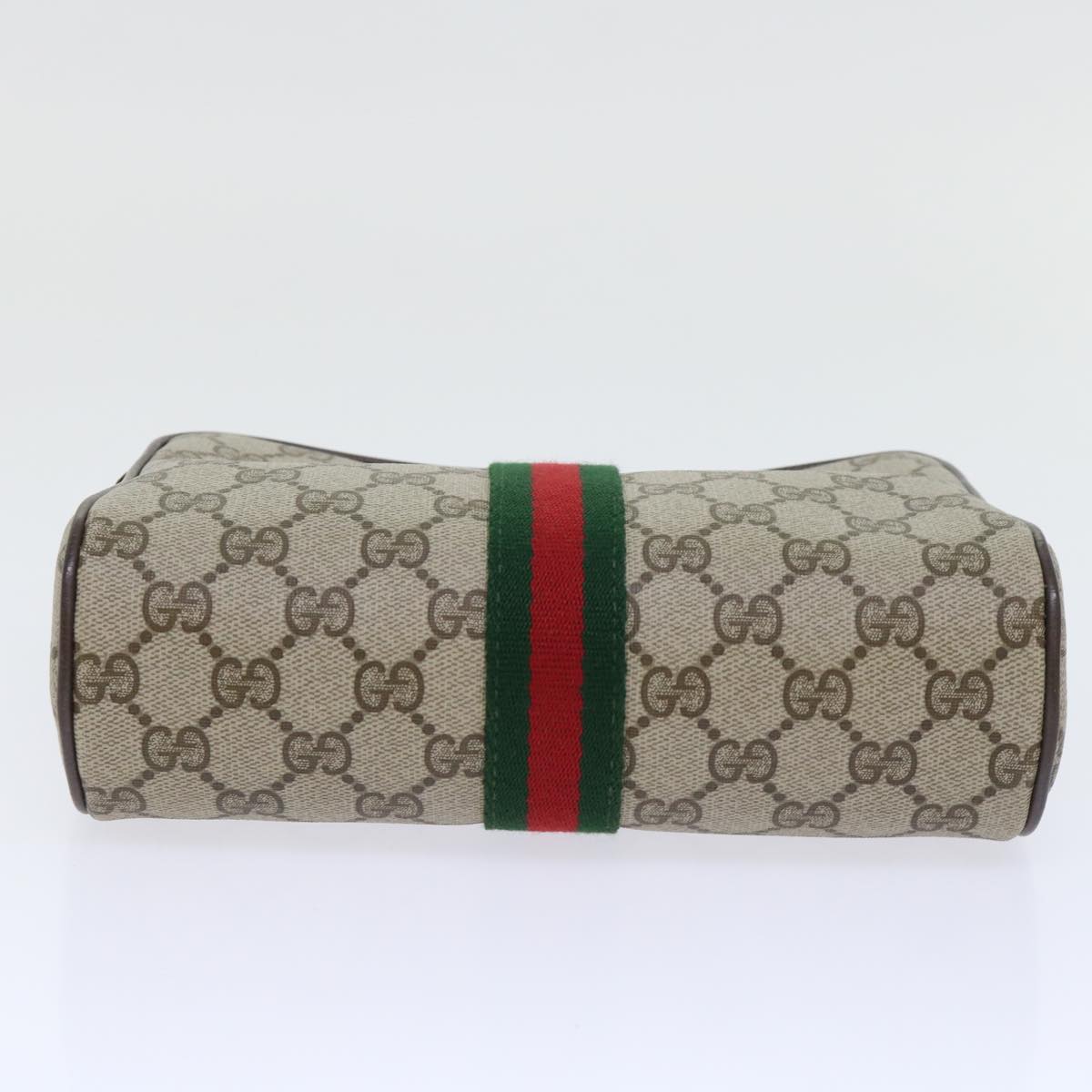 GUCCI Gg Canvas Web Sherry Line Clutch Bag Beige Red 63 01 012 Auth Yk8363b